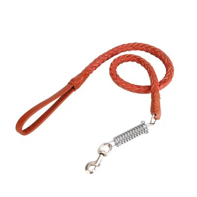 Correa de cuero para perros con resorte